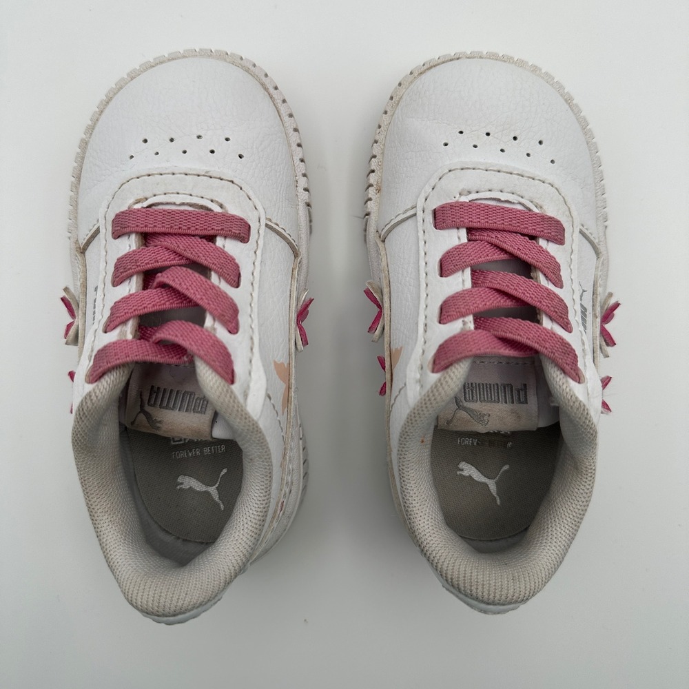 Puma Carina 2.0 Butterfly Sneakers Toddler Size 5C White Pink Platform Shoes - Picture 8 of 11
